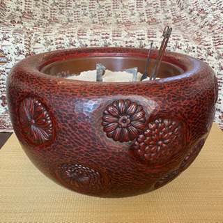 鎌倉彫り　大型火鉢　