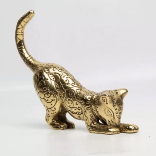 ヴィンテージ　真鍮　猫の置物