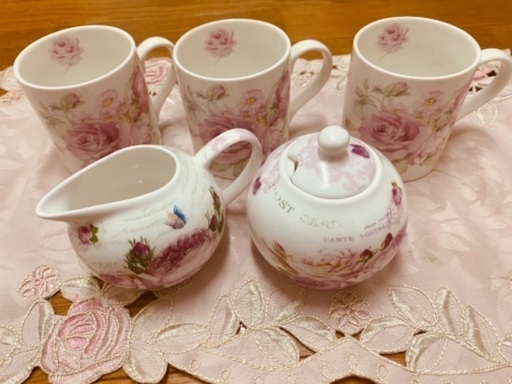 姫系コーヒーカップシロップ入れ5点セット