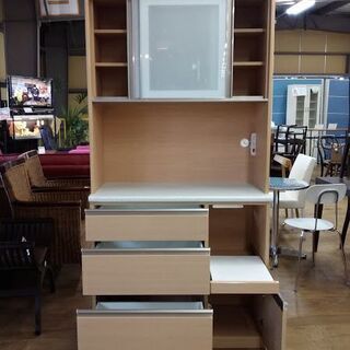 【愛品倶楽部柏店】　ＮＩＴＯＲＩ　ニトリ　アルミナ２　１００ＫＢ　２枚スライド扉キッチンボード　木目　【店舗同時販売中】　