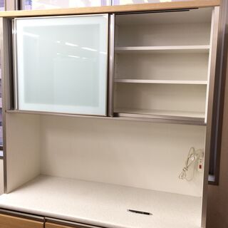 J575 ニトリ 食器棚 キッチンボード アルミナ 120KB ナチュラル／ホワイト 1200×500×2010 クリーニング済み