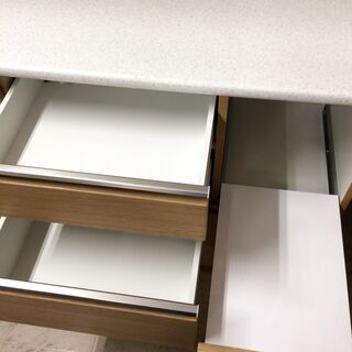 J575 ニトリ 食器棚 キッチンボード アルミナ 120KB ナチュラル／ホワイト 1200×500×2010 クリーニング済み