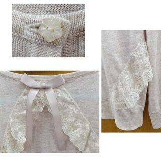 未使用品☆ピンクハウス 長袖 薄手 カーディガン Мくらい 薄ベージュ