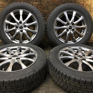 【DUNLOP WINTER MAXX WM01 185/60R15】スタッドレス【Exceeder 社外 15インチ 5.5J4HPCD100+43】2018年製 スイフト等　(MTF97) クレジットカード QR決済可能