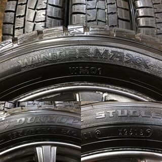 【DUNLOP WINTER MAXX WM01 185/60R15】スタッドレス【Exceeder 社外 15インチ 5.5J4HPCD100+43】2018年製 スイフト等　(MTF97) クレジットカード QR決済可能