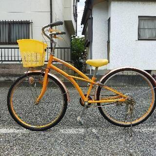 自転車24インチ　シマノ　オレンジ色