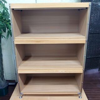 ｈ無印良品 ステンレスユニットシェル フワイド 幅86 ボックス・フラップ扉・オーク材 MUJI 収納家具 店頭引取大歓迎♪ R3542)