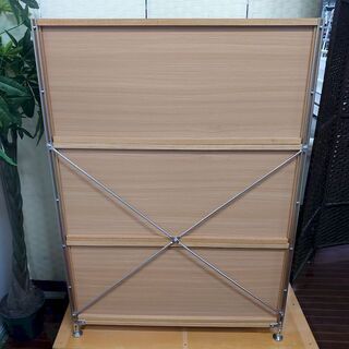 ｈ無印良品 ステンレスユニットシェル フワイド 幅86 ボックス・フラップ扉・オーク材 MUJI 収納家具 店頭引取大歓迎♪ R3542)