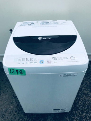 1278番 SHARP✨全自動電気洗濯機✨ES-GE60K‼️