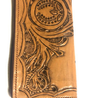 財布 長財布 本革 カービング ハンドメイド