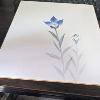 シンプルな菫の水彩画の色紙