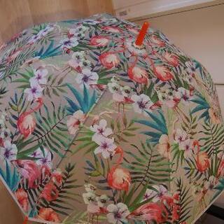 ハワイアン　フラミンゴ柄傘
