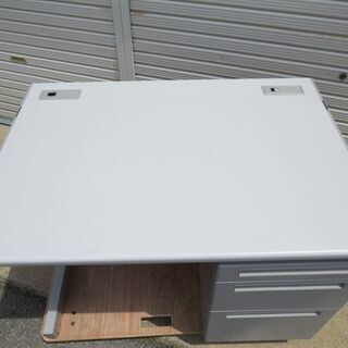 山口)下松市より　片袖机(ウチダ)100×70×70.5※鍵あります　BIZHF03H