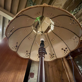 JF02121 アンティーク　レザー&シェルフロアスタンド