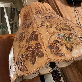 JF02121 アンティーク　レザー&シェルフロアスタンド