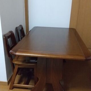 【ネット決済】木製 ダイニングテーブル 椅子 ２脚 セット