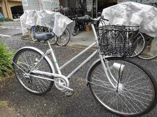 中古自転車2946 前後タイヤ新品！ 27インチ 6段ギヤ LEDオート 