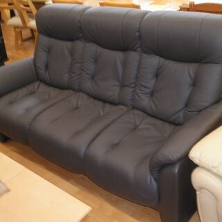k284☆ニトリ☆ハイバック3Pソファ☆黒☆幅1850㎜☆近隣配達、