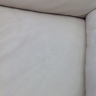 アイボリー レザー(合皮) 3人掛けソファー【9650731】