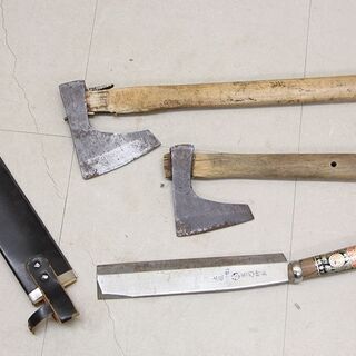 斧 大小 鉈 ケース付  土佐特産　最高級鋼入　240mm ケース付 山林道具 セット まとめて 薪割り 枝打 手打 山師 林業 大工道具 古道具 (HD949awxY)