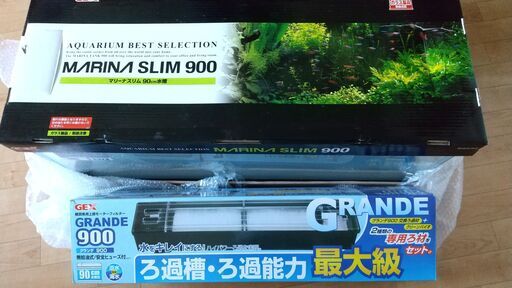 新品・未使用「水槽90cm」「上部フィルター90cm」「専用ガラスフタ2枚」「替えマット2点」