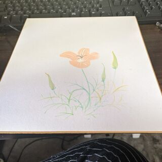 かわいい花の水彩画の色紙