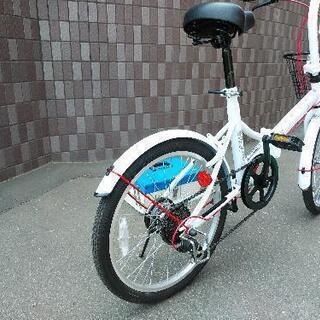 取引決定しました！防犯登録料込み。札幌市内配達無料！中古20インチ折りたたみ自転車CAPTAINSTAGホワイト。