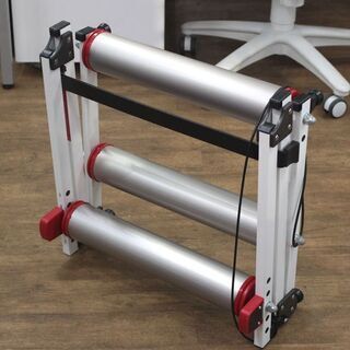 (Y)北大前! 札幌 引取 美品!! MINOURA/ミノウラ MOZ ROLLER/モッズローラー ３本ローラー/チタン柄トレーニング 運動器具 折り畳み式 乗降用ステップ付き