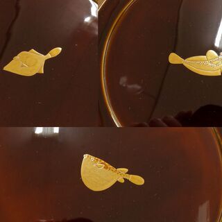レア 40年以上物 能登 輪島塗 本漆塗 菓子皿 銘々皿  清鳳堂 北濱 一清 作 5枚セット 絵変わり 魚 蒔絵 美品