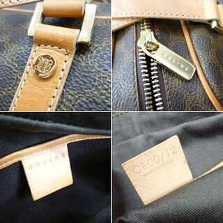 本物 CELINE ハンドバッグ CE00/12 マカダム柄 ミニボストン 筒型 