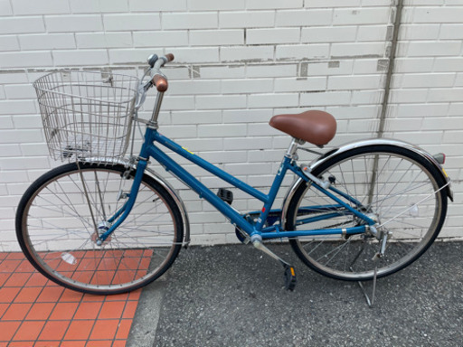 GM531【近隣配達可能】自転車　ママチャリ　青　ブリヂストン　オートライト　普通自転車　軽快車　サイクリング　通勤　通学　リサイクルショップ　ケイラック朝霞田島店　ケイラック　埼玉県　朝霞市　田島　和光市　志木市　新座市　富士見市　ふじみ野市　三芳町　戸田市　蕨市　さいたま市(岩槻以外)　川越市　所沢市　上尾市　東京都　板橋区　練馬区　清瀬市
