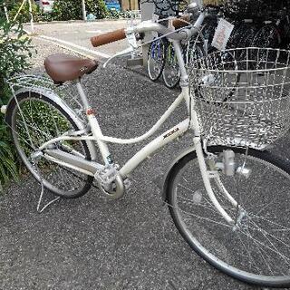 中古自転車１５５１　前後タイヤ新品！　ブリヂストン　ロココ　LL63　２６インチ　３段ギヤ　LEDダイナモライト　アルミフレーム　ステンレス前かご