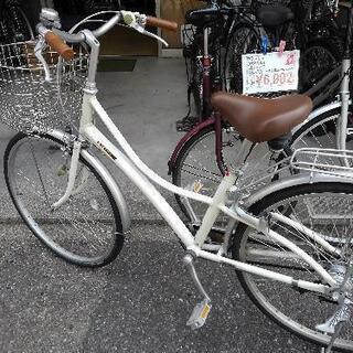 中古自転車１５５１　前後タイヤ新品！　ブリヂストン　ロココ　LL63　２６インチ　３段ギヤ　LEDダイナモライト　アルミフレーム　ステンレス前かご