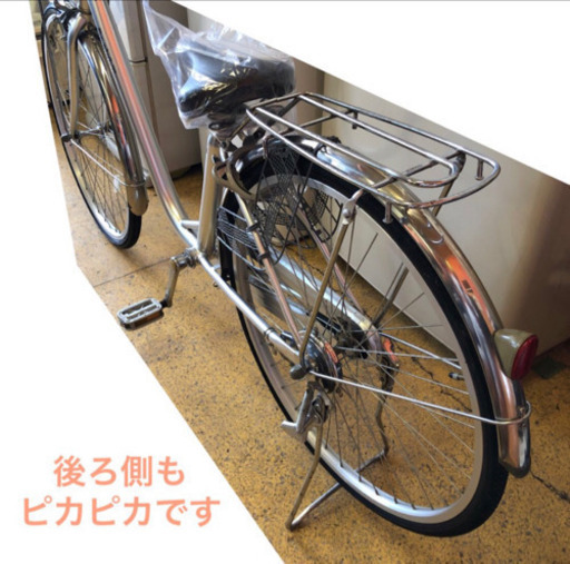 ママチャリ 26インチ シルバー色 自転車 整備完了 no.216