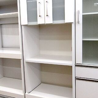 札幌市/清田区　ニトリ 組み合わせ式食器棚 キャビネット ホワイト セパレート  両開き スリムタイプ 札幌市/清田区 ニトリ スリム食器棚 ホワイト キッチン収納