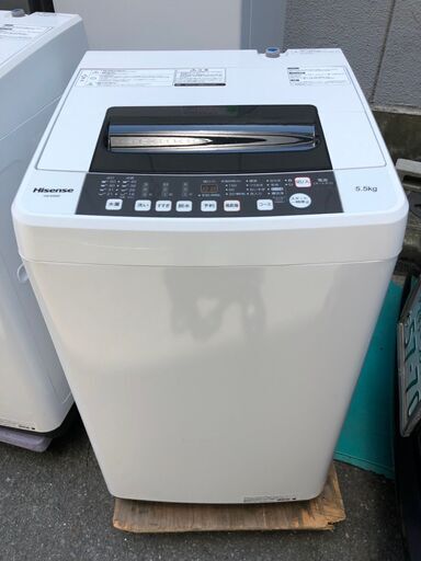 ☆中古激安！　Hisense　ハイセンス　5.5kg　全自動洗濯機　2019年製　HW-E5502　幅54㎝ｘ奥行き54㎝ｘ高さ94㎝　　【KBF026】　￥15,000！！