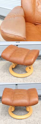 T157) EKORNES エコーネス コンサル Mサイズ 本革 ストレスレスチェア オットマン付き リクライニングチェア 椅子 家具