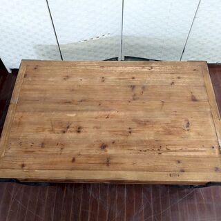 ｈブルックリン風レトロなパイン古材 アイアン車輪 センターテーブル 幅110㎝ ライトブラウン 東馬 テーブル 店頭引取歓迎 R3580) hブルックリン風レトロなパイン古材 アイアン車輪 センターテーブル