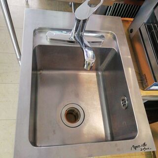 中古 一槽シンク 450×600×800 蛇口付 ※只今こちらの商品