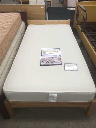 【シングルベッド】シングルベッド フレーム\u0026マットレス すのこ床板タイプ：メルクシパイン