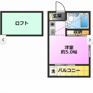 １Rアパート1階、ロフト付き1R(洋室6) 　東急東横線「反町」駅徒歩12分  横浜市営地下鉄ブルーライン「三ッ沢下町」駅徒歩９分の画像