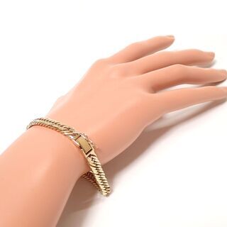 E449 K18 YG 喜平 6面 ダブル チェーン ブレスレット 20g