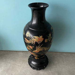 漆　鳥図　大壺　花瓶　高さ90cm