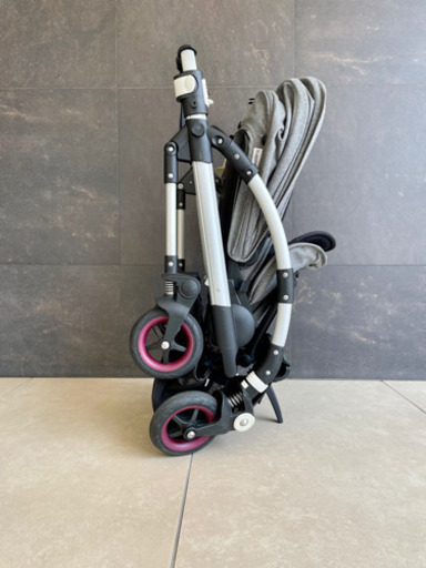 【ネット決済】 Bugaboo Bee5バガブービー5 「グレーメランジ×シルバーシャーシ×ダークレッドホイール」シートライナー、カップホルダー、自立スタンドほか付属あり