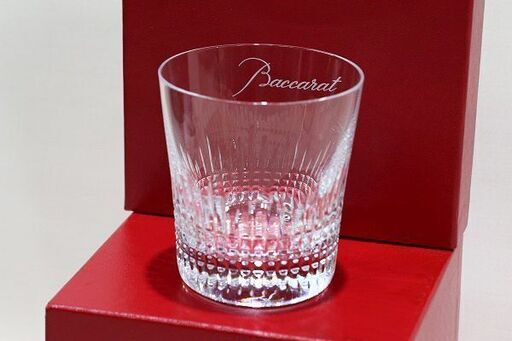【苫小牧バナナ】美品 Baccarat/バカラ ナンシー ロックグラス タンブラー H9.7cm 1客 交差カット 箱付き♪