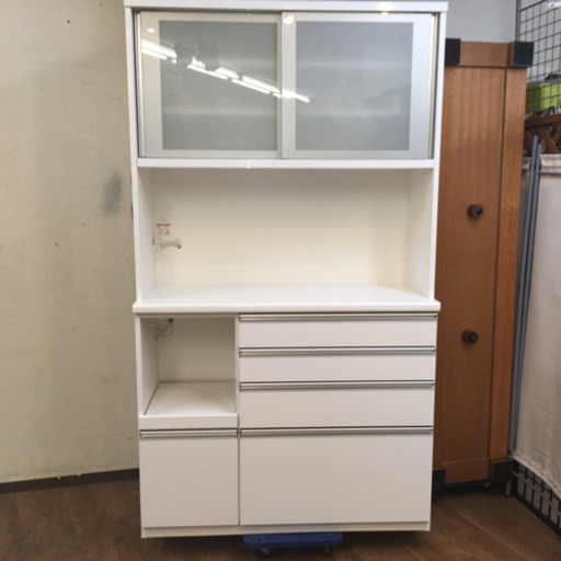 S187 松田家具 キッチンボード、食器棚、117cm ﾌﾞﾙﾓｰｼｮﾝ機能付 - 収納家具