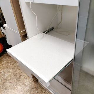 キッチンボード レンジ台 ガラス引き戸スライド扉式 ホワイト 