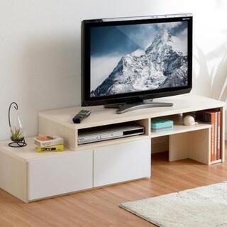 新品のテレビ台【未使用/組立不要】白&ナチュラル/50V型まで対応