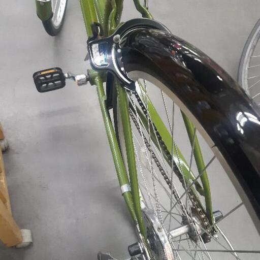売り切れました『中古自転車』レトロな雰囲気　カーキグリーン　26インチ　LEDオートライト
