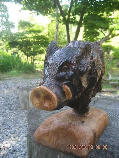 木彫品　いのしし　爆走　DOB027430